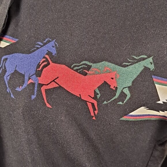 Roper Size Small Black Western Button Up Long Sleeve Shirt Horses Classic Vtg - Picture 6 of 15